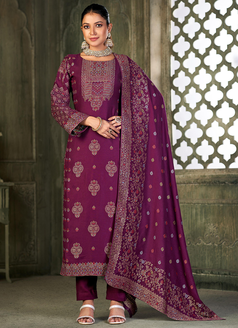 Traditional Incredible Purple Embroidered Festival Salwar Suit